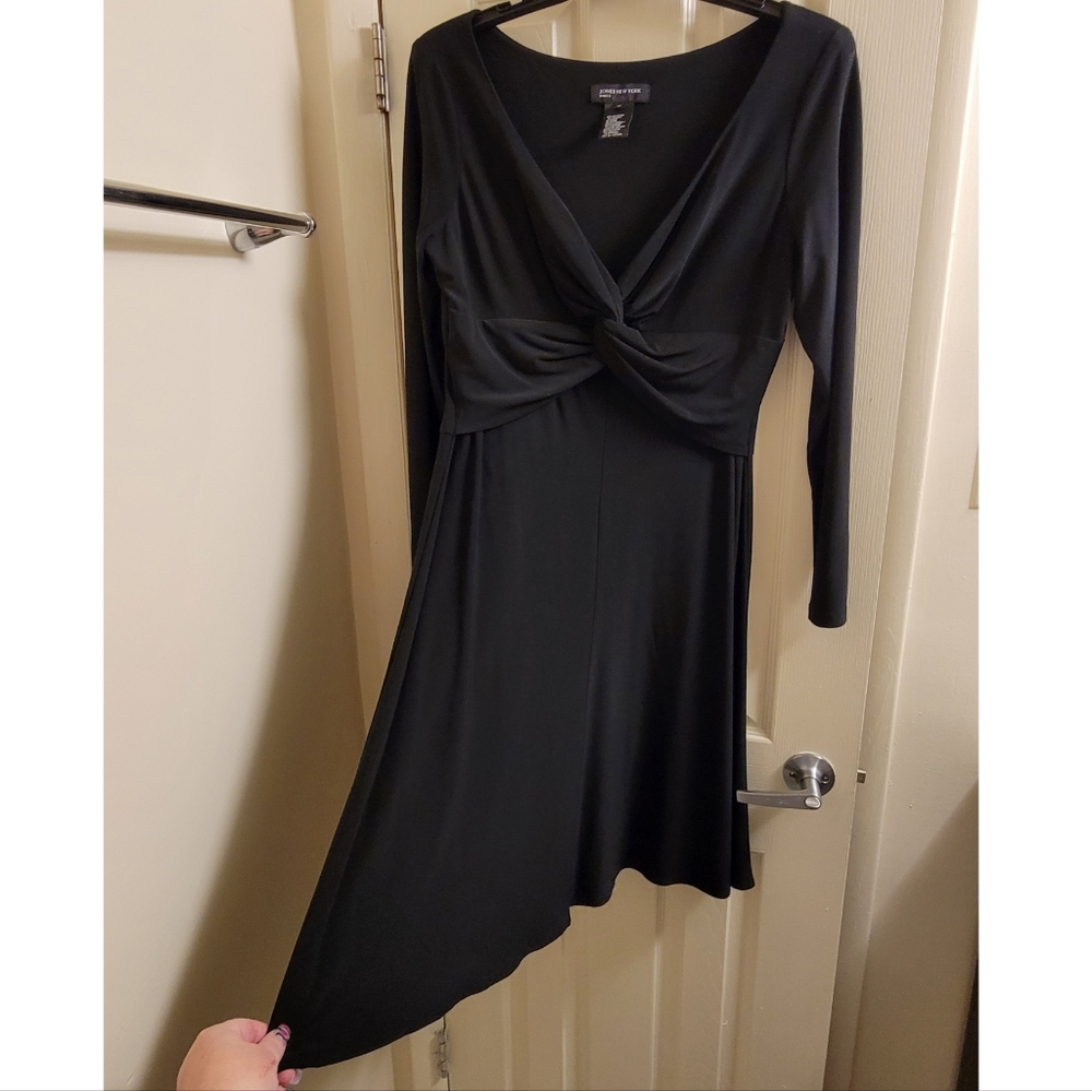Vintage Jones New York Size 16 Black Long Sleeve Dress